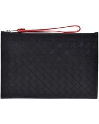 Bottega Veneta - Leder Clutch Tasche Mit Reißverschluss - Lyst