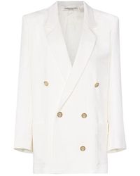 Alessandra Rich Light Wool Double Breasted Jacket - Wit
