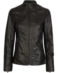 Bugatti - Jassen ,Zwart ,Leer Elegante Leren Jas Met Opstaande Kraag - Lyst