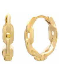 Caï - Geel Sterling Zilveren Ketting Hoop Oorbellen - Lyst