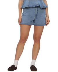 EDITED - Korte Broeken ,Blauw ,Denim Tela Denim Shorts - Lyst