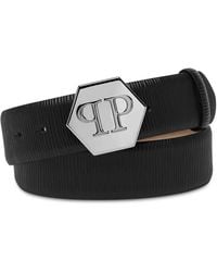 Philipp Plein - Accessoires ,Zwart ,Leer Hexagon Riem - Lyst