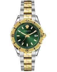 Versace - Accessoires ,Geel ,Analoge Datum Quartz Horloge Groen Roestvrij Staal - Lyst