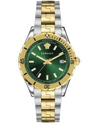 Versace - Accessoires ,Geel ,Analoge Datum Quartz Horloge Groen Roestvrij Staal - Lyst