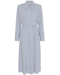 Gestuz - Blau Graues Kleid Mit Langen Ärmeln - Lyst