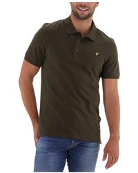 Lyle & Scott - Tops ,Groen ,Katoen Effen Polo Shirt - Lyst
