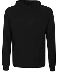 Malo - Hoodies & Sweatvesten ,Zwart ,Kasjmier Zwarte Cashmere Hoodie Sweater - Lyst
