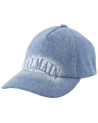 Balmain - Chapeau Emb Logo Coton Bleu - Lyst