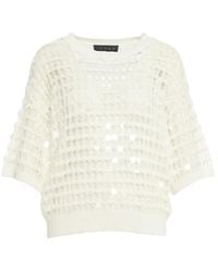 Kaos - Katoenen Top Met Kant En Pailletten - Lyst