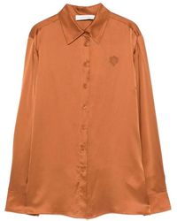 Zimmermann - Overhemden ,Bruin ,Nylon Bruine Zijde & Nylon Shirt - Lyst