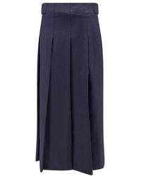 Semicouture - Rokken ,Blauw ,Wol Midi Rok - Lyst