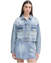 ARMANI EXCHANGE - Jassen ,Blauw ,Denim Crop Denim Jacket - Lyst