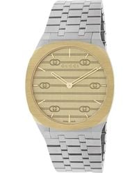 Gucci - Accessoires ,Grijs ,Elegante Tweekleurige Zwitsers Horloge - Lyst