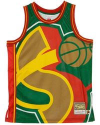 Mitchell & Ness - Fitness ,Veelkleurig ,Nba Groot Gezicht Basketbal Tank Top - Lyst