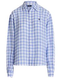 Ralph Lauren - Camisa de lino azul con bordado de logo - Lyst