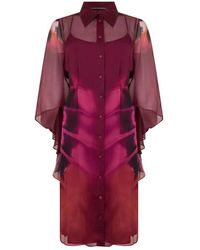 Alberta Ferretti - Lange Transparante Jurk Van Zijde - Lyst