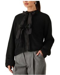 Object - Truien & Vesten ,Zwart ,Objsaggia L/S Lo Knit Bow Cardigan Div - Lyst
