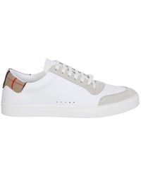 Burberry - Sneakers in pelle bianche con stampa house check - Lyst