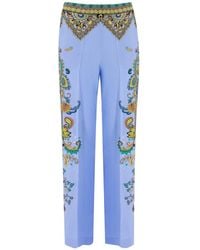 Etro - Broeken ,Veelkleurig ,Zijden Palazzo Broek Met Paisley Print - Lyst