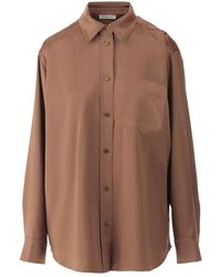By Malene Birger - Overhemden ,Bruin ,Polyester Satin Shirt - Lyst