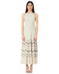D.exterior - Kleedjes ,Groen ,Polyester Elegante Lange Jurk Met Gestreepte Patronen - Lyst