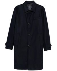 Fay - Jassen ,Blauw ,Wol Blauwe Wollen Jas Met Knopen - Lyst