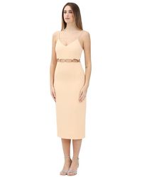 Patrizia Pepe - Elegantes Rosa Midi-Kleid Mit Seitenschlitzen - Lyst