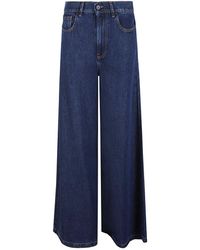P.A.R.O.S.H. - P.A.R.O..H. Vaqueros Azules Con Parche De Cuero, Mujer, Talla - Lyst