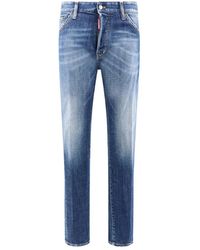 DSquared² - Jeans ,Blauw ,Katoen Blauwe Jeans Met Knoopsluiting - Lyst