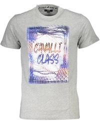 Roberto Cavalli - Tops ,Grijs ,Katoen Grijze Katoenen Logo Print T-Shirt - Lyst