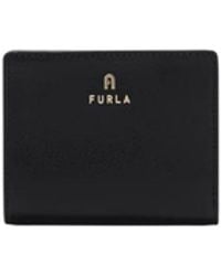 Furla - Camelia Compact Wallet Nero Textured Leather - Lyst