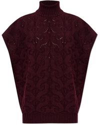 Etro - Truien & Vesten ,Rood ,Wol Turtleneck Vest - Lyst