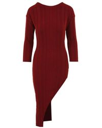Akep - Kleedjes ,Rood ,Wol Geribbelde Lange Jurk - Lyst