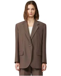 Max Mara - Jassen ,Bruin ,Katoen Oversized Single-Breasted Floc Blazer - Lyst