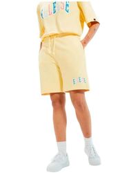 Ellesse - Korte Broeken ,Geel ,Katoen Comfortabele Katoenen Shorts - Lyst