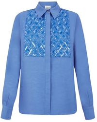 P.A.R.O.S.H. - P.A.R.O..H. ,Overhemden ,Blauw ,Leer Sequined Shirt Raisa 25 - Lyst