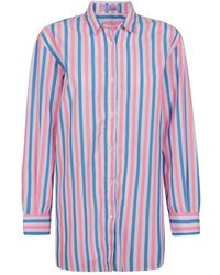 Mc2 Saint Barth - Camicia a righe in cotone con ricamo - Lyst