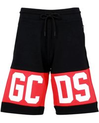 Gcds - Korte Broeken ,Zwart ,Katoen Zwarte Katoenen Elastische Taille Shorts - Lyst