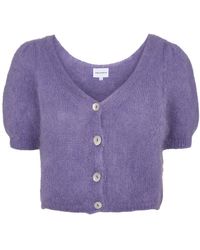 American Dreams - Truien & Vesten ,Paars ,Wol Lila V-Hals Mohair Vest - Lyst