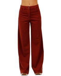 Aspesi - Broeken ,Bruin ,Hoge Taille Stretch Ribfluwelen Broek - Lyst