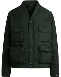 Kiton - Jassen ,Groen ,Gewatteerde Jas Met Jacquardpatroon - Lyst