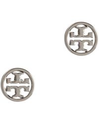 Tory Burch - Accessoires ,Grijs ,Icon Stud Oorbel - Lyst
