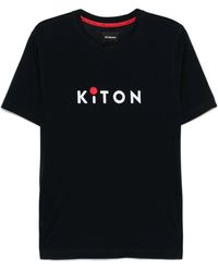 Kiton - Geborduurd Crew Neck T-Shirt - Lyst