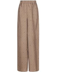 Max Mara - Broeken ,Bruin ,Vischio Printed Silk Broeken - Lyst