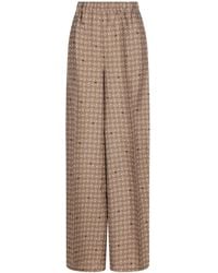 Max Mara - Broeken ,Bruin ,Vischio Printed Silk Broeken - Lyst