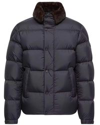Moncler - Jassen ,Blauw ,Polyester Drisfall Kort Donsjack - Lyst