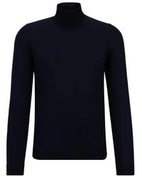 HUGO - Truien & Vesten ,Blauw ,Wol Wollen Coltrui Musso - Lyst