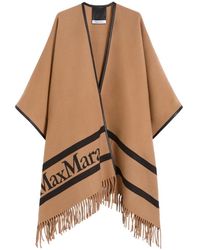 Max Mara - Jassen ,Bruin ,Wol Jacquard Wollen Poncho - Lyst