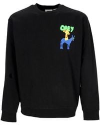 Obey - Hoodies & Sweatvesten ,Zwart ,Katoen Lichte Crewneck Sweatshirt Zwart Frans Terry - Lyst
