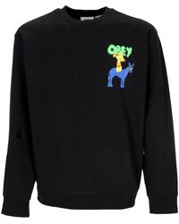 Obey - Hoodies & Sweatvesten ,Zwart ,Katoen Lichte Crewneck Sweatshirt Zwart Frans Terry - Lyst
